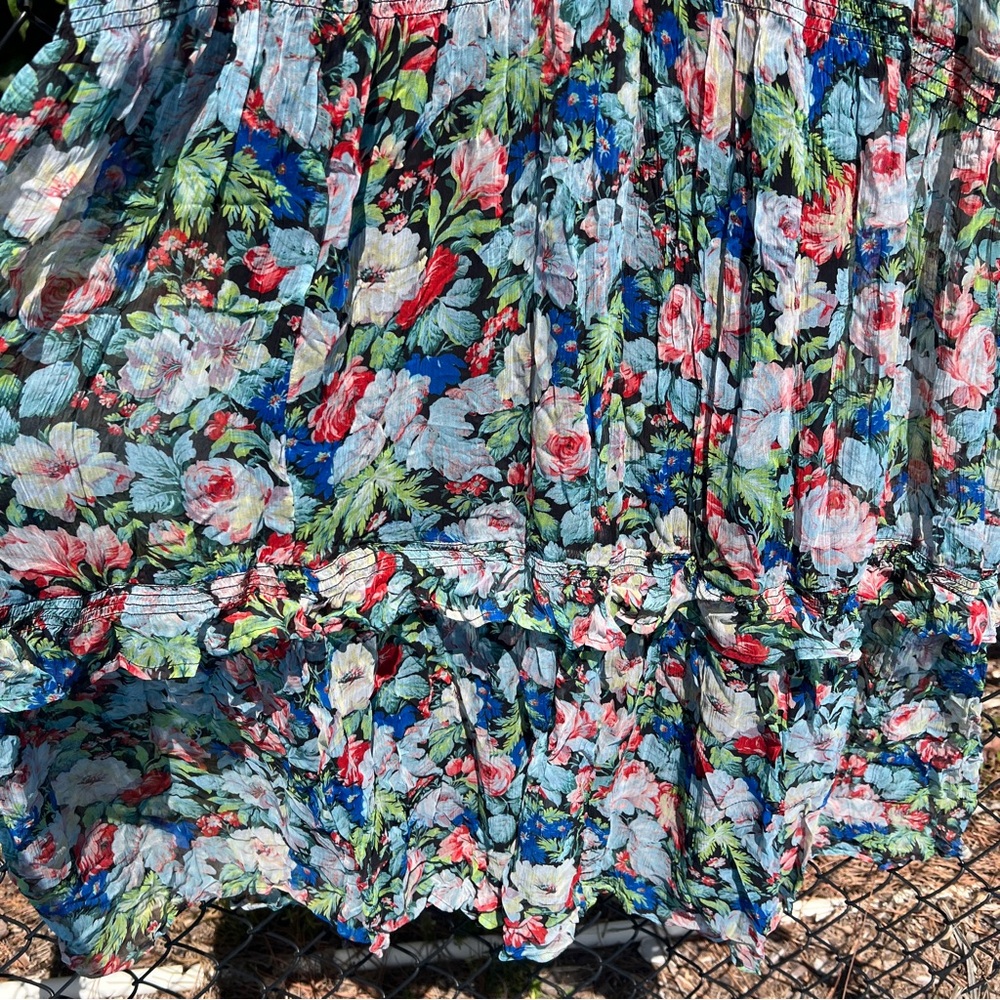 Anthropologie The Marais Printed Chiffon Maxi Dress Floral Boho Long Sleeve XL - Picture 5 of 8